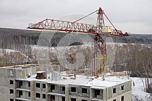 Construction of a multi-storey residential building on the outskirts of the city.