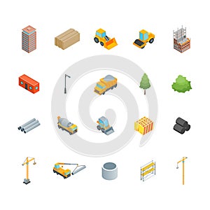 Construction of Multistory Building Concept Icons 3d Isometric View. Vector