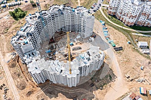 Construction of a multistory residential building. aerial view