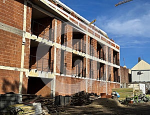 Construction of new apartment buildings in the city