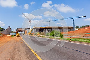 Construction New Bridge Crossing Highway