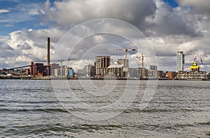 Construction of new buildings in the industrial part of the city