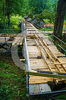 Construction of a New Flume at Mabry Mill, Blue Ridge Parkway, Virginia, USA