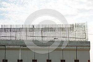 Construction of a new highway. A viaduct support at the manufacturing stage