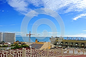 Construction of a new hotel at Torremolinos resort town at Mediterranean sea coast, Malaga province, Andalusia