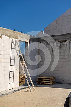 Construction of a New House. Construction Site Concept.