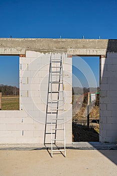 Construction of a New House. Construction Site Concept.