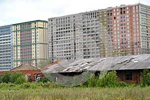 Construction of a new housing estate near old railway workshops.