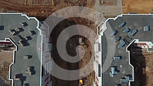 The construction of a new ,modern residential complex aerial view