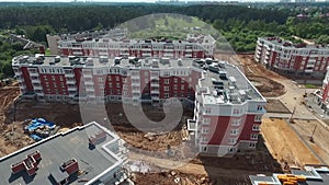 The construction of a new ,modern residential complex aerial view