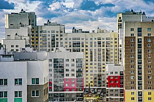 Construction of new residential buildings against the sky .