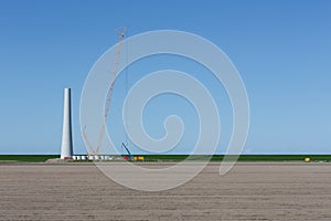 Construction new wind turbine in The Netherlands