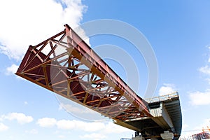 Construction of the overpass through the central Moscow ring.