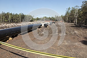 Construction of the pipeline of liquefied natural gas from the LNG terminal at Swinoujscie in Poland, Silesia,