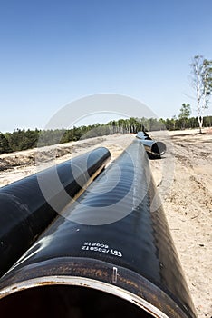 Construction of the pipeline of liquefied natural gas from the LNG terminal at Swinoujscie in Poland, Silesia