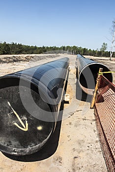 Construction of the pipeline of liquefied natural gas from the LNG terminal at Swinoujscie in Poland, Silesia