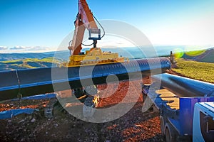 Construction of the pipeline. Site construction. Construction ma