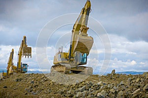 Construction of the pipeline. Site construction. Construction ma