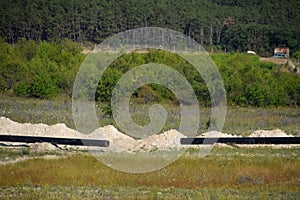 Construction of the pipeline. Underground gas pipeline, pipeline laying underground