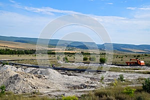 Construction of the pipeline. Underground gas pipeline, pipeline laying underground