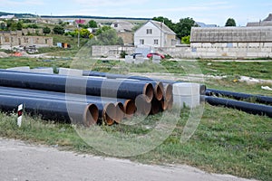 Construction of the pipeline. Underground gas pipeline, pipeline laying underground