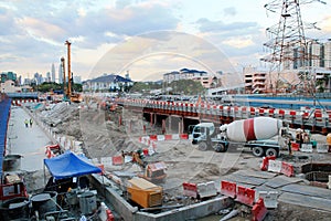 Construction place in city