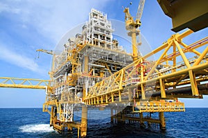 Construction platform for production energy.Oil and gas platform in the gulf or the sea, The world energy