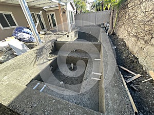 Construction of pool in backyard