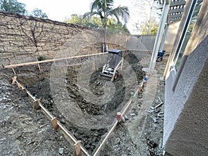 Construction of pool in backyard