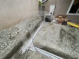 Construction of pool in backyard