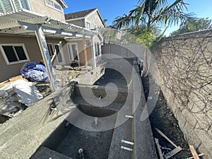 Construction of pool in backyard