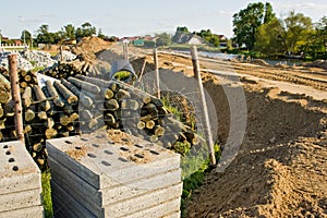 Construction of a floodbank or levee along a river photo