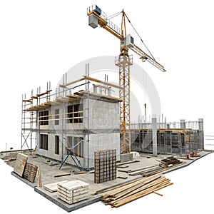 Construction in progress isolated on white background