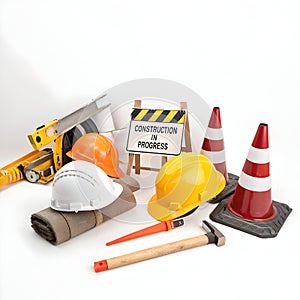 Construction in progress design isolated on white background