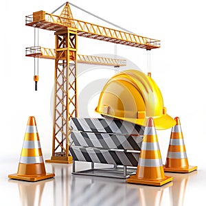 Construction in Progress Design isolated on white background