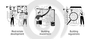 Construction project abstract concept vector illustrations.