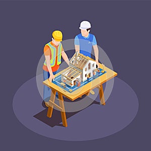 Construction Project Isometric Composition