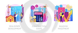 Construction project management abstract concept vector illustrations.