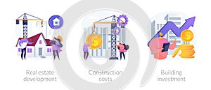 Construction project management abstract concept vector illustrations.