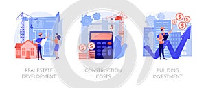 Construction project management abstract concept vector illustrations.