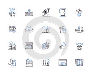 Construction project outline icons collection. building, infrastructure, architecture, engineering, design, erection