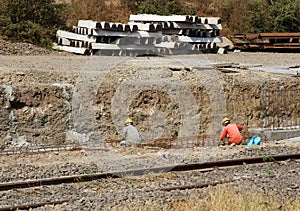 The construction of the railway platform