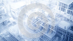 construction realistic 3d x ray of a construction site