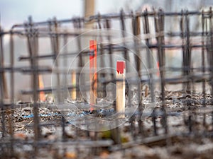 Construction rebar steel work reinforcement in concrete structure of building