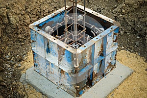 Construction of reinforced concrete foundation with piles to support building weight