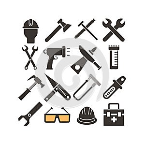 Construction and Repair Tools Flat Icon Set Illustration