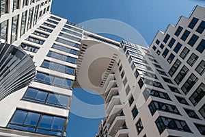 construction of residential buildings, modern glass buildings. perspective view of modern buildings.