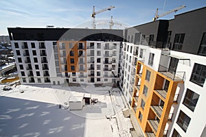 Construction of a residential multi-storey building. New residential area. Building