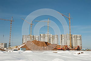 Construction of residential in suburbs of Moscow