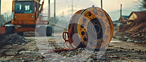 Construction Rhythm: Reel and String in Repose. Concept Construction Progress, Reel and String, photo